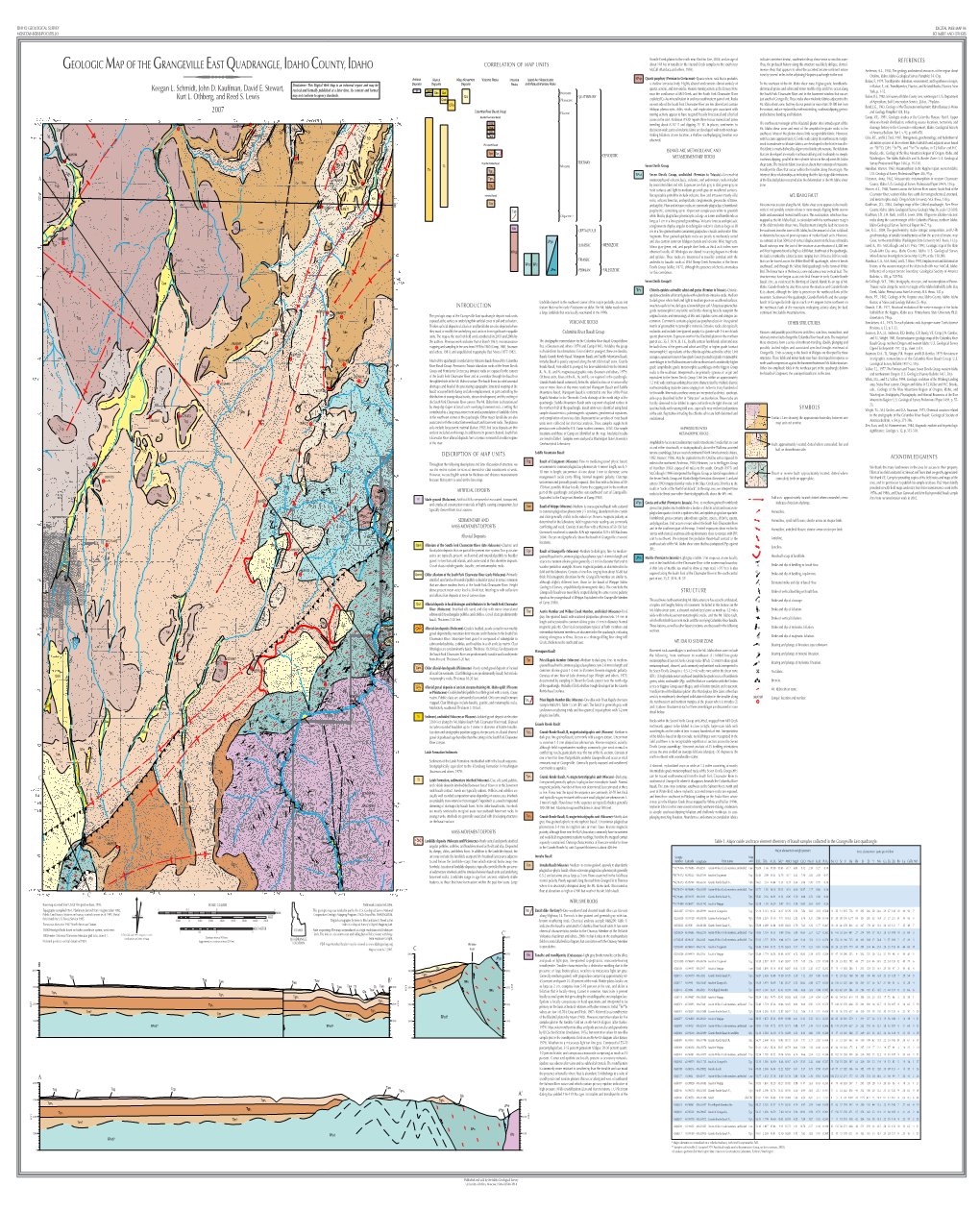 Geologic Map of the Grangeville East Quadrangle, Idaho County, Idaho