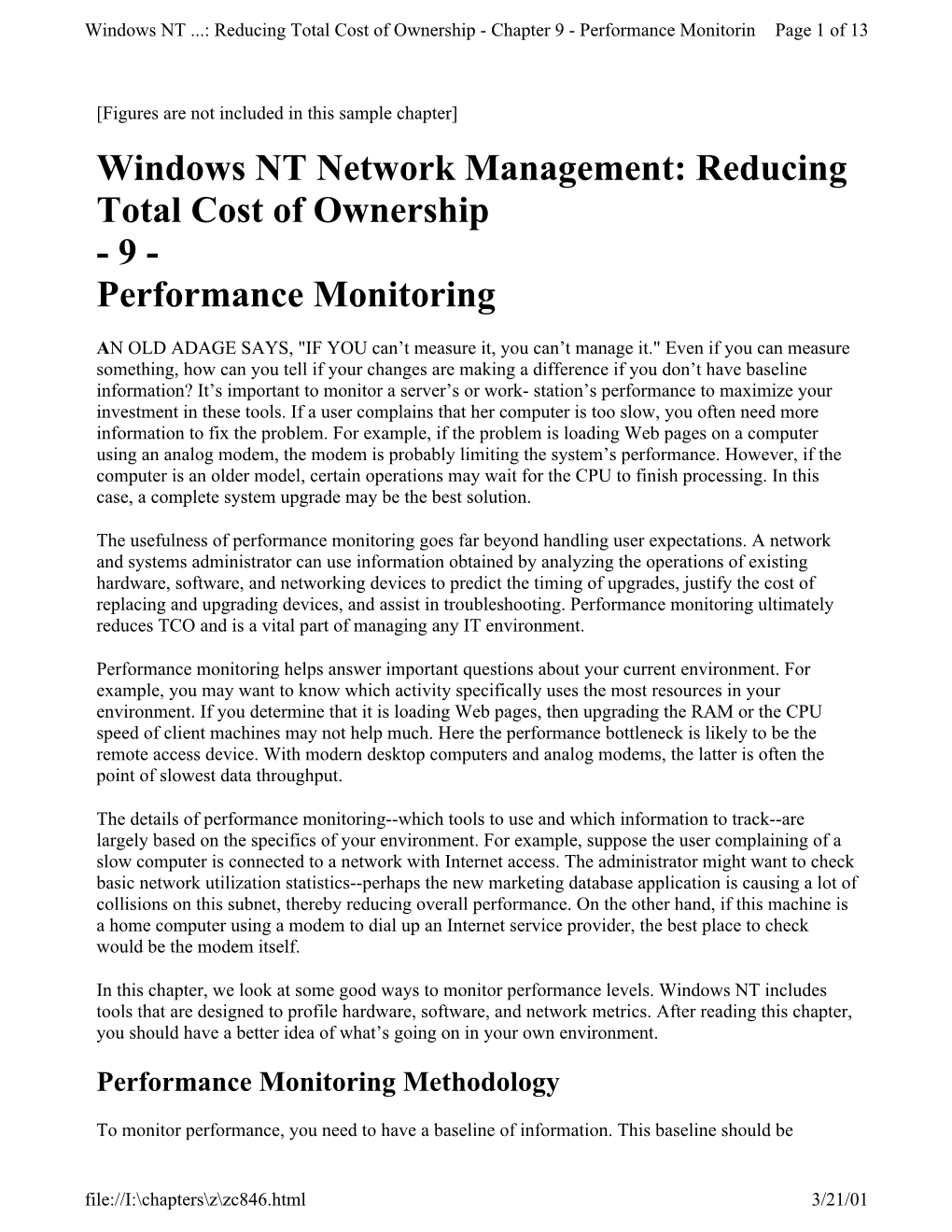 Windows NT Network Management: Reducing Total Cost of Ownership - 9 - Performance Monitoring