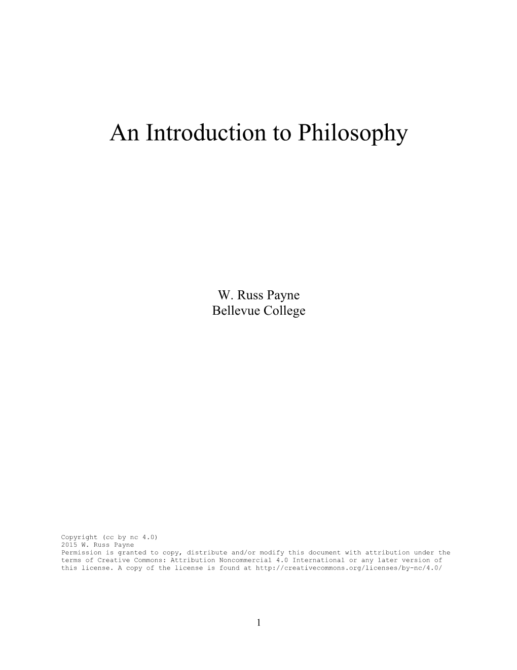 An Introduction to Philosophy