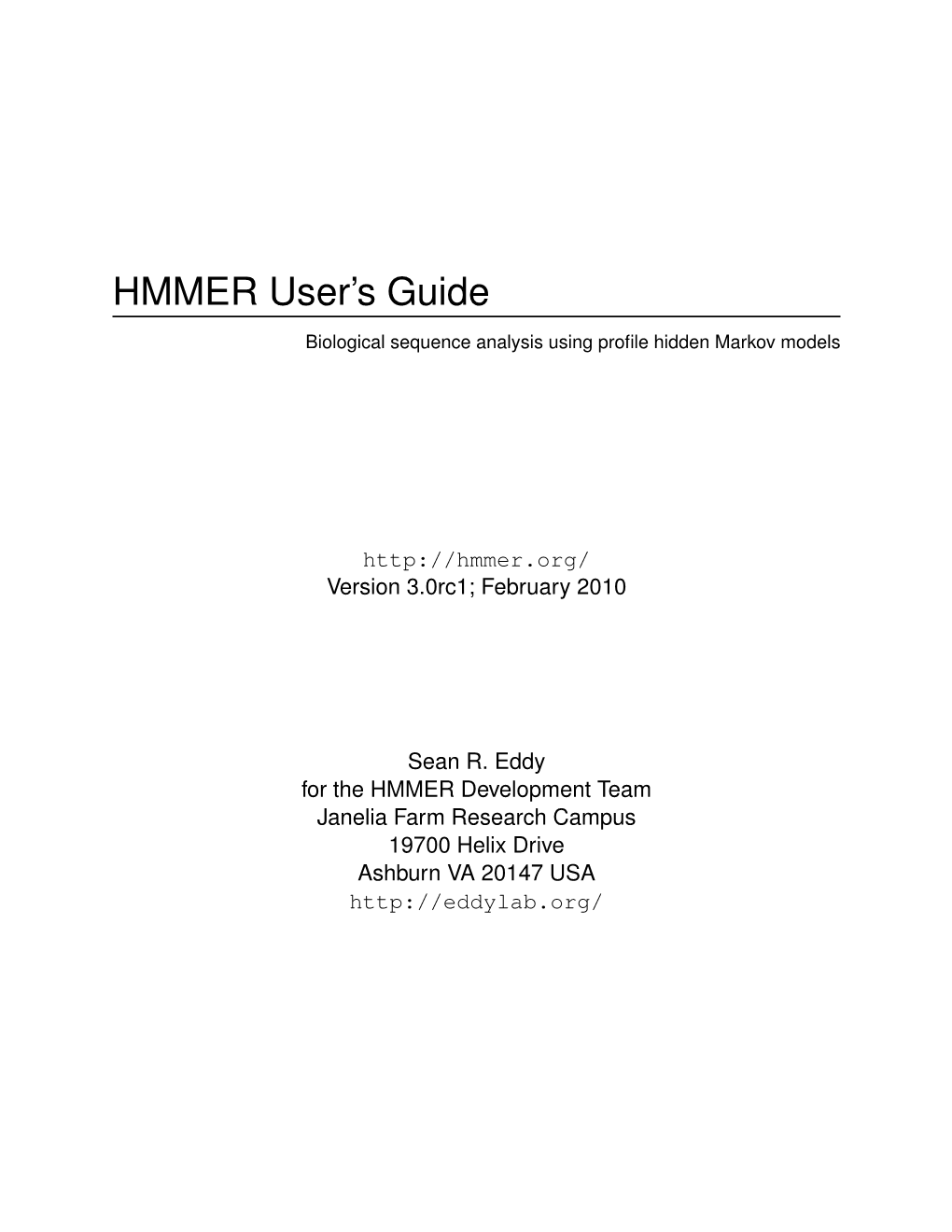 HMMER User's Guide