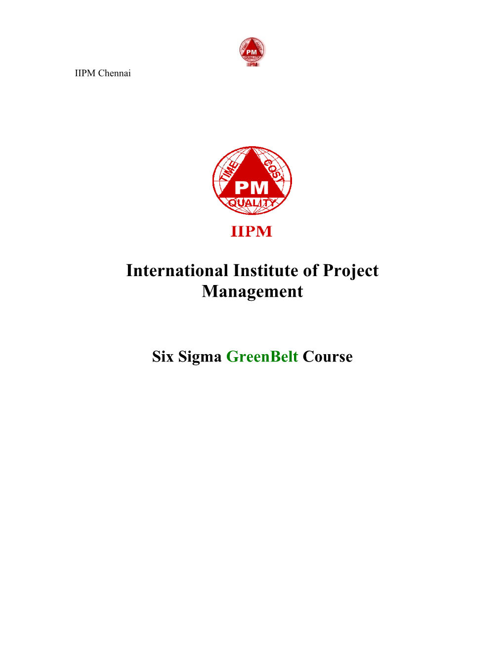 Six Sigma Green Belt Course Contents