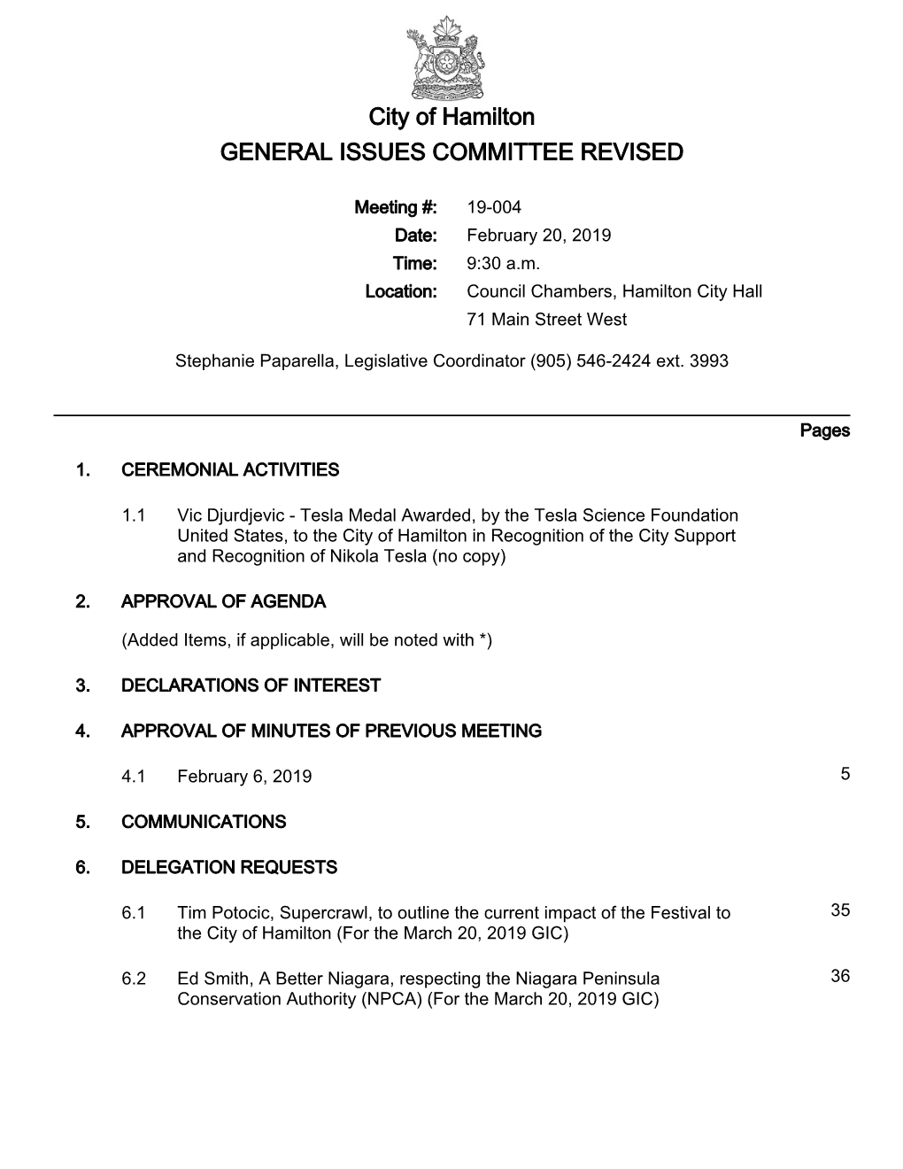 General Issues Committee Agenda Package