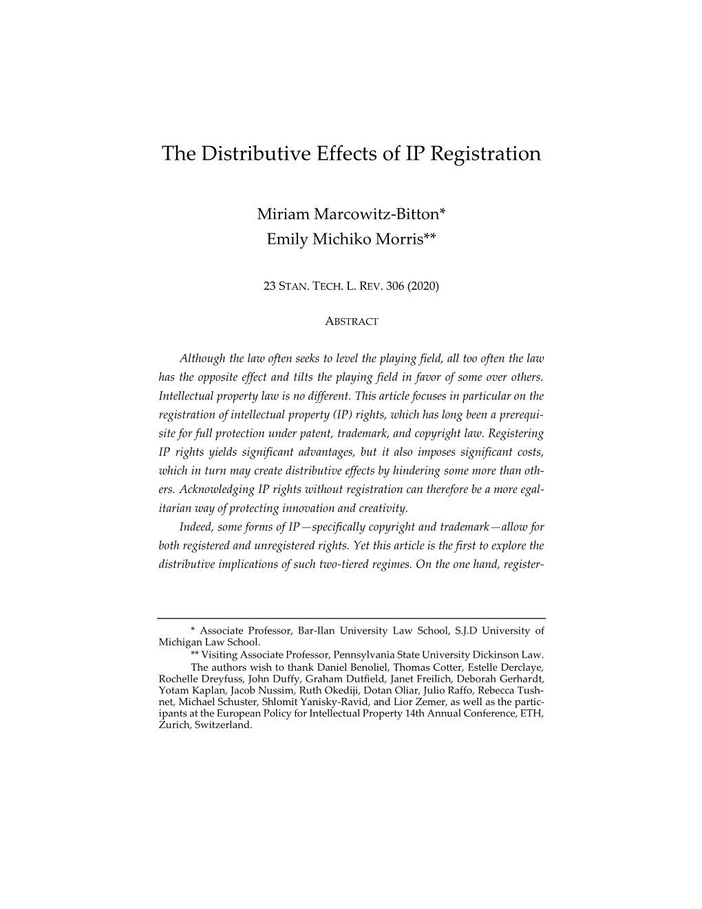 The Distributive Effects of IP Registration