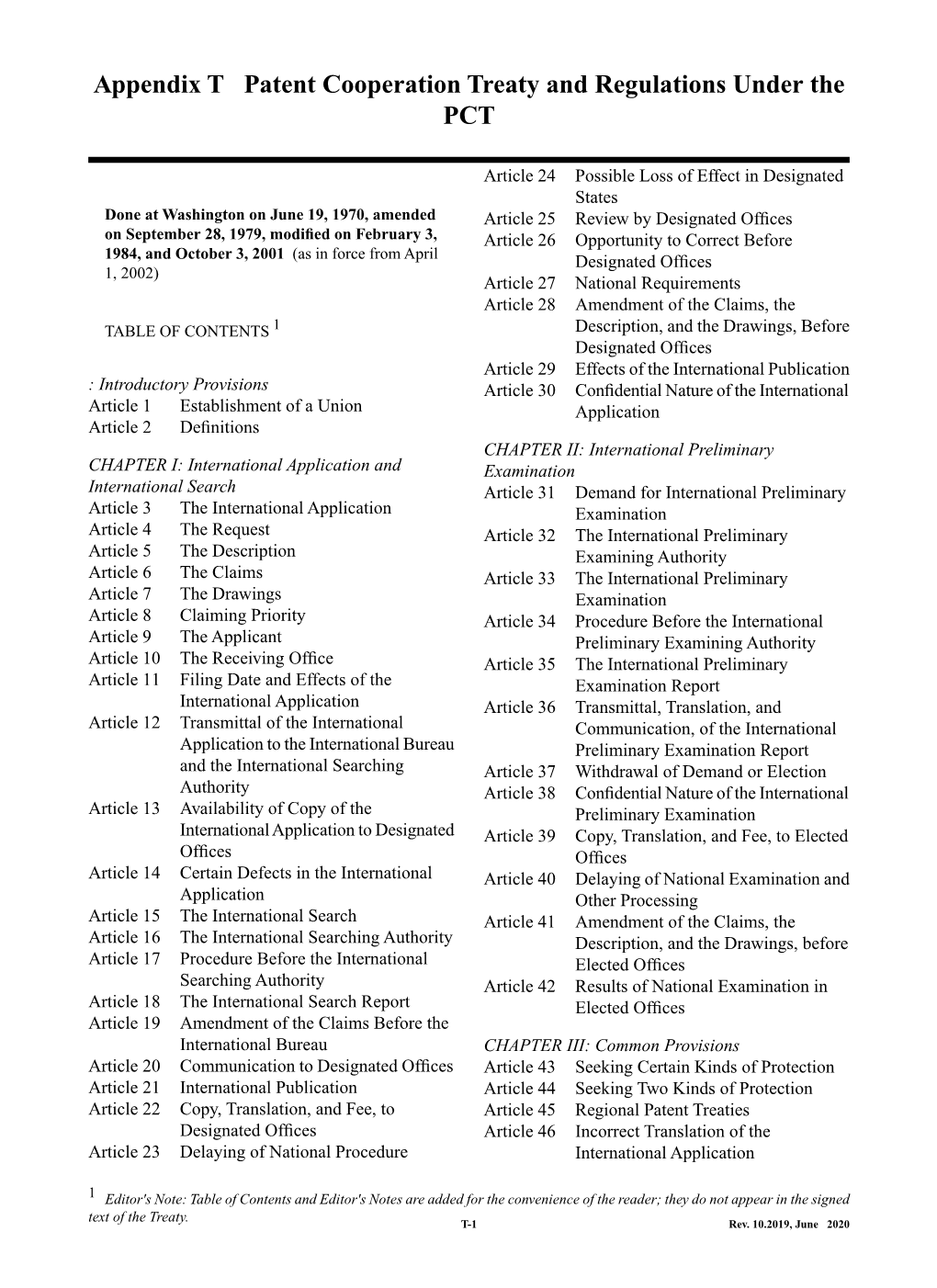 Patent Cooperation Treaty and Regulations Under the PCT