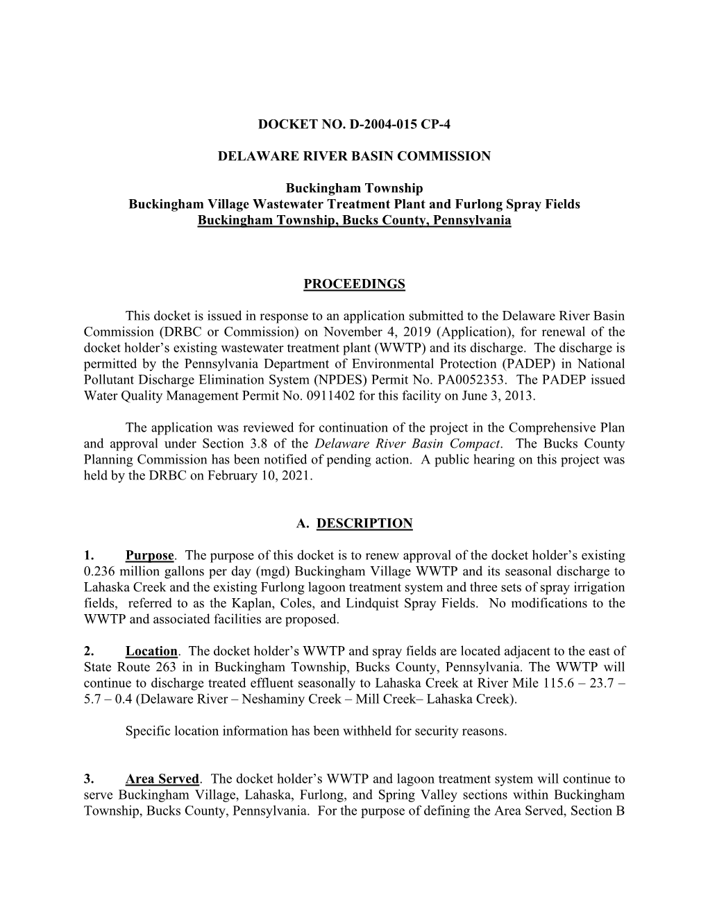 STP & IWTP Docket