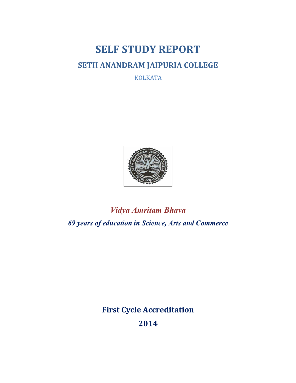 Self Study Report Seth Anandram Jaipuria College Kolkata