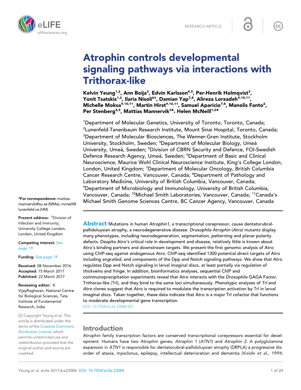 Atrophin Controls Developmental Signaling Pathways Via Interactions