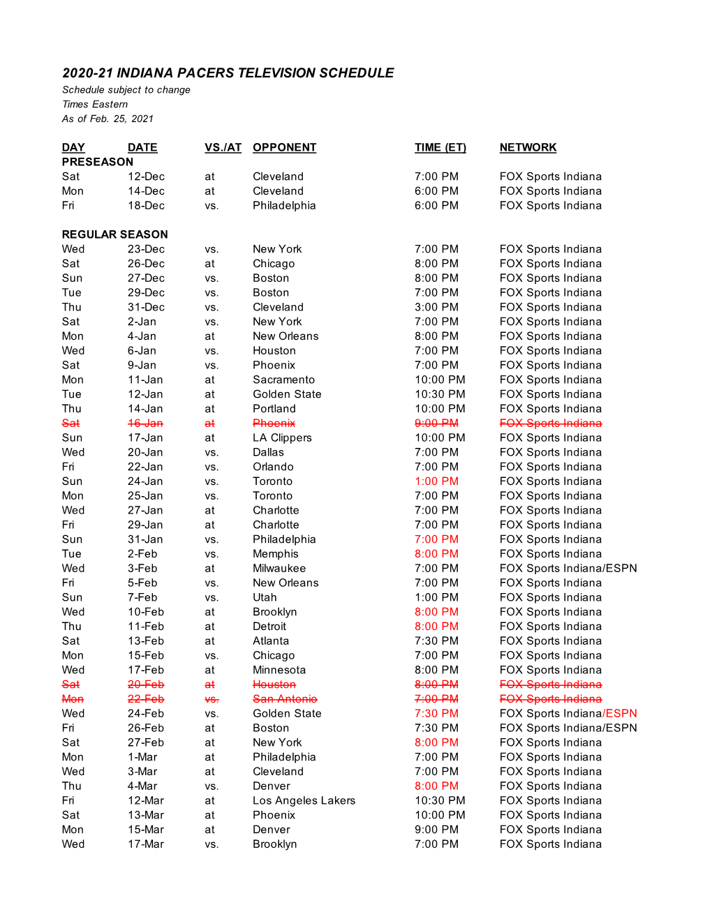 2020-21 Pacers TV Schedule-040121
