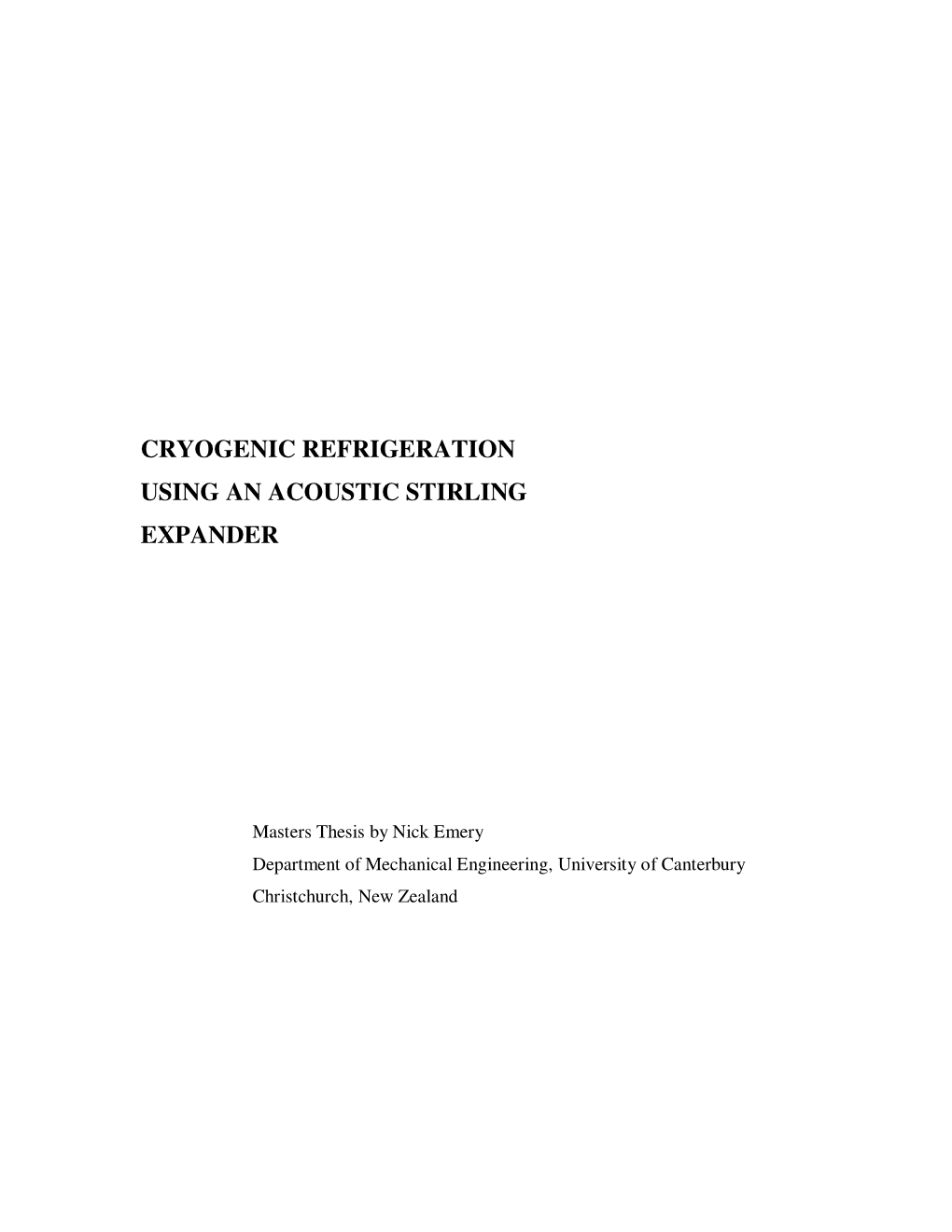 Cryogenic Refrigeration Using an Acoustic Stirling Expander