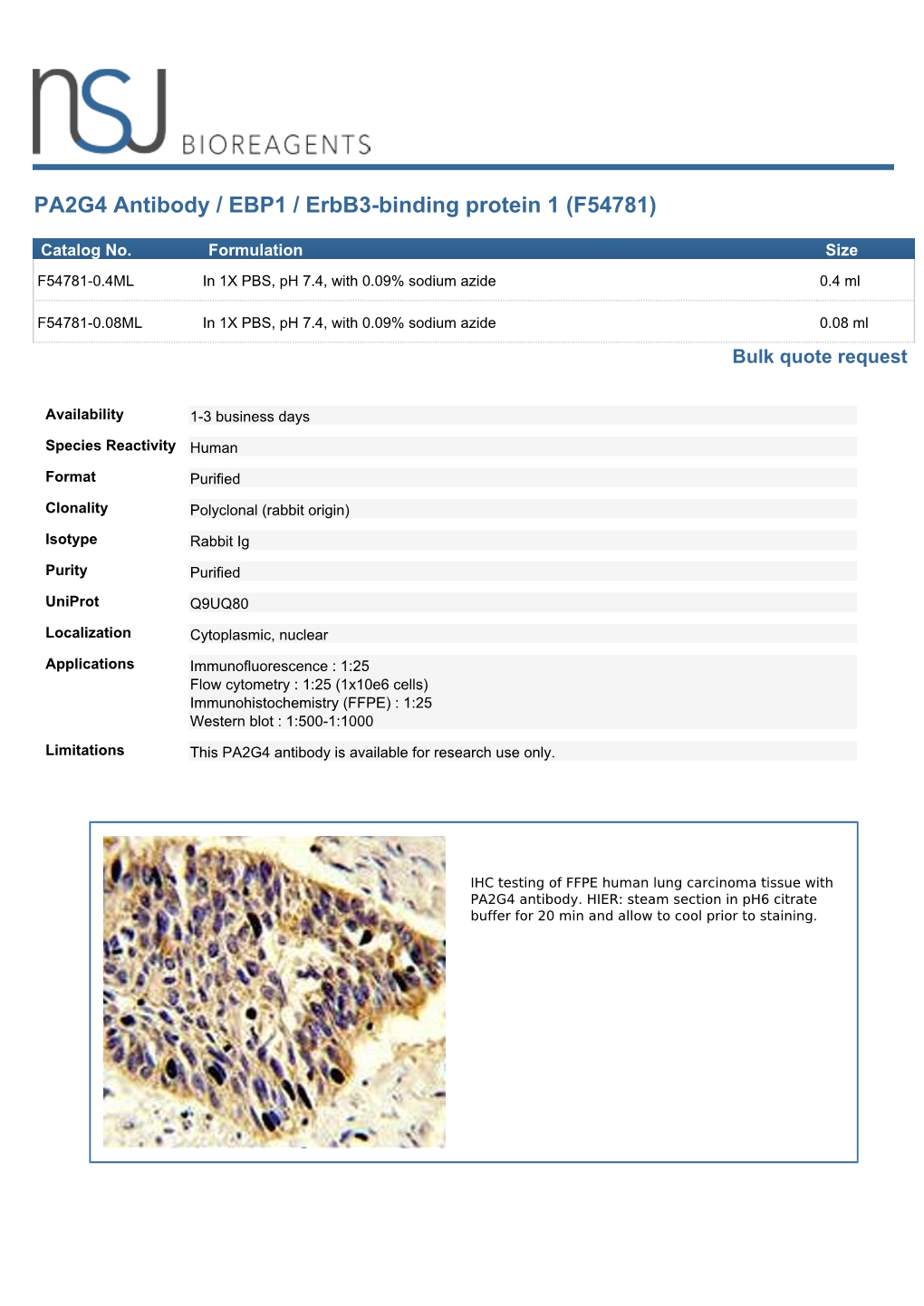 PA2G4 Antibody (F54781)