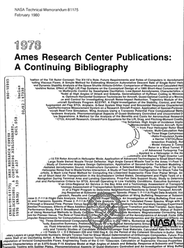 I1@1T81 Ames Research Center Publications: a Continuing Bibliography