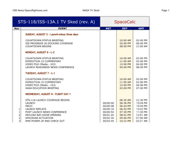 Spacecalc STS-118/ISS-13A.1 TV Sked