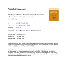 Highly Sensitive and Selective Chemiresistor Gas/Vapor Sensors Based on Polyaniline Nanocomposite: a Comprehensive Review