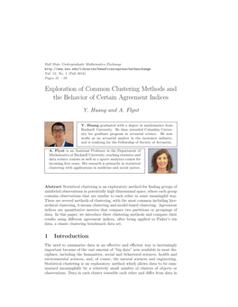 Exploration of Common Clustering Methods and the Behavior of Certain Agreement Indices