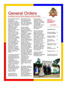 General Orders Auxiliary to Sons of Union Veterans of the Civil War
