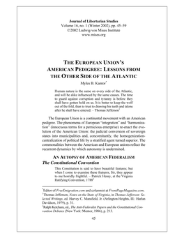 The European Union's American Pedigree