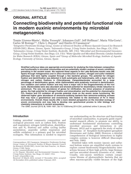 Connecting Biodiversity and Potential Functional Role in Modern Euxinic Environments by Microbial Metagenomics