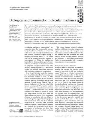 Biological and Biomimetic Molecular Machines
