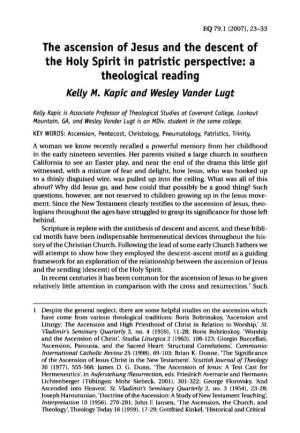 The Ascension of Jesus and the Descent of the Holy Spirit in Patristic Perspective: a Theological Reading Keuy M