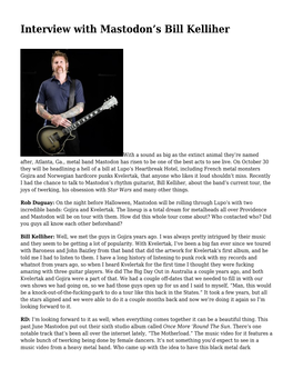 Interview with Mastodon's Bill Kelliher