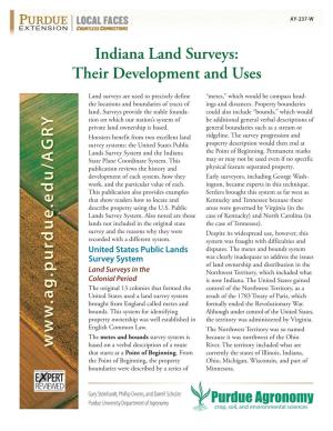 Indiana Land Surveys: Their Development and Uses