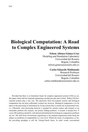 Biological Computation: a Road