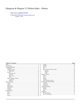Dungeons & Dragons 3.5 Edition Index – Deities