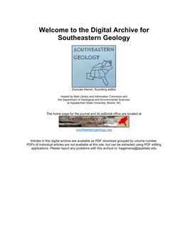 The Digital Archive for Southeastern Geology