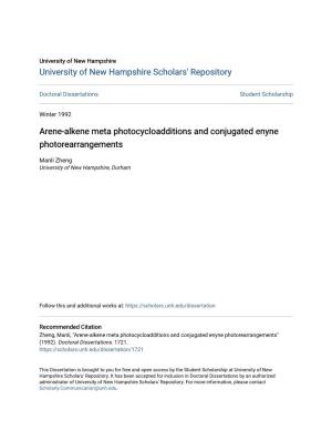 Arene-Alkene Meta Photocycloadditions and Conjugated Enyne Photorearrangements