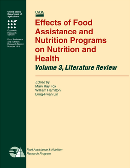 Effects of Food Assistance and Nutrition Programs on Nutrition and Health: Volume 3, Literature Review