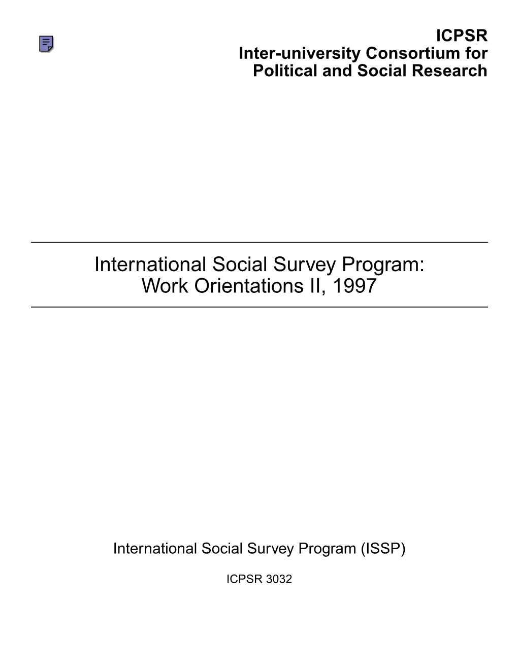 International Social Survey Program: Work Orientations II, 1997