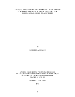 The Development of the Contingent Negative Variation During an Executive Functioning/Planning Task in Children, Adolescents, and Adults