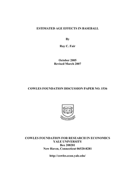Estimated Age Effects in Baseball
