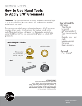 How to Use Hand Tools to Apply 3/8” Grommets