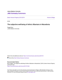The Subjective Well-Being of Ethnic Albanians in Macedonia