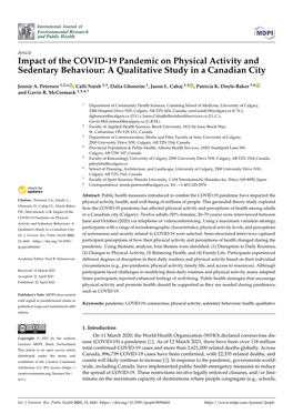 Impact of the COVID-19 Pandemic on Physical Activity and Sedentary Behaviour: a Qualitative Study in a Canadian City