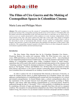 The Films of Ciro Guerra and the Making of Cosmopolitan Spaces in Colombian Cinema