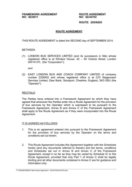 Qc0011 Route Agreement No