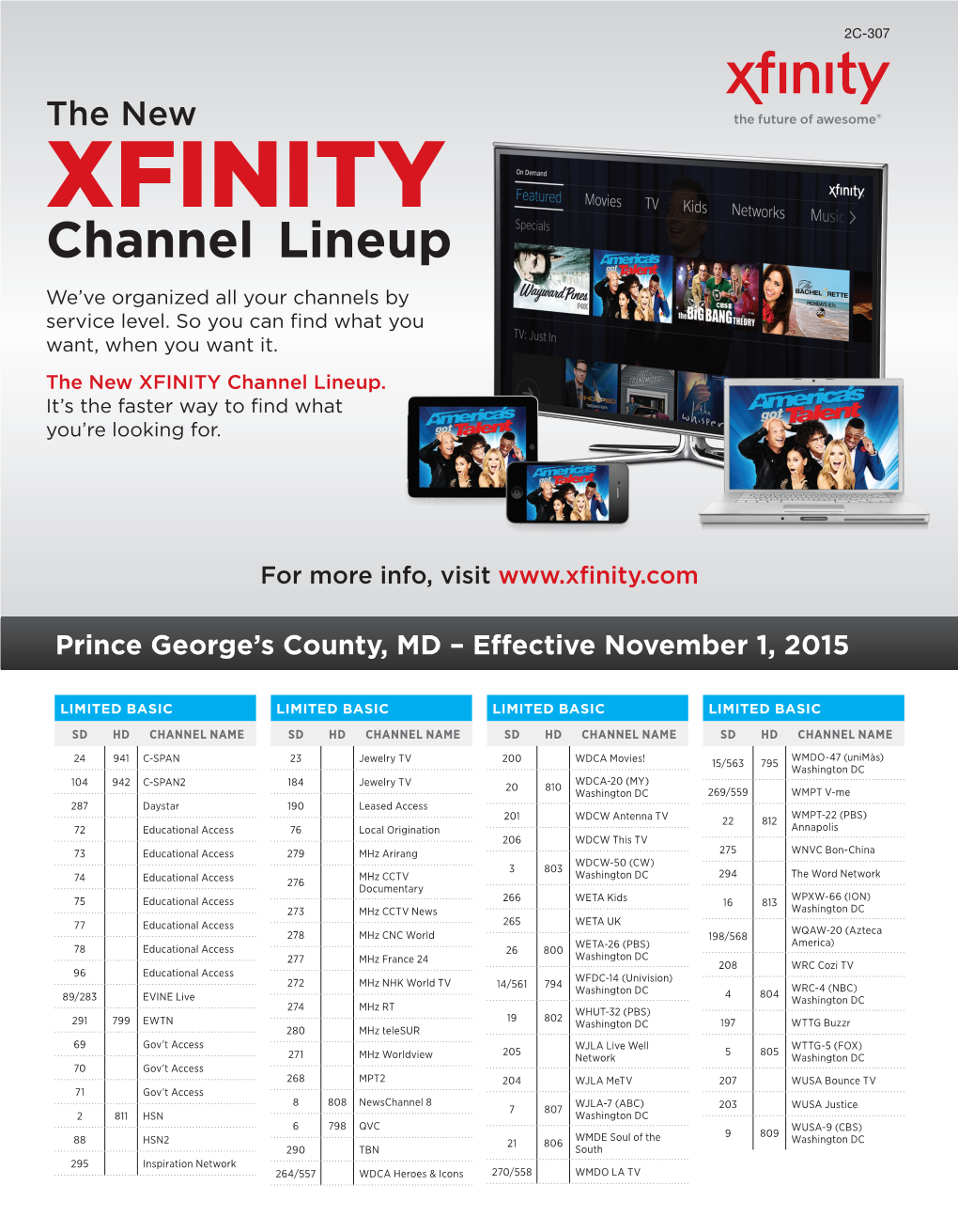 XFINITY Channel Lineup We’Ve Organized All Your Channels by Service