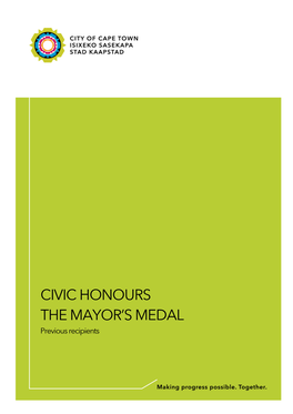 Civic Honours the Mayor's Medal