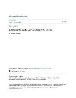 Defending the Guilty: Lawyer Ethics in the Movies