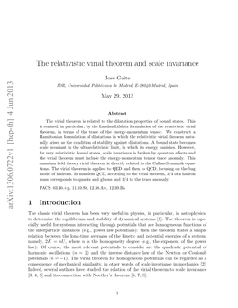 The Relativistic Virial Theorem and Scale Invariance