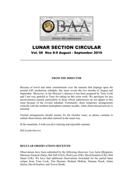 BAA Lunar Section, Vol 4, 2017 – Available Via the Section Website) and the Banded Crater Pytheas, Made on 11 June 2019 and 13 June 2019, Respectively