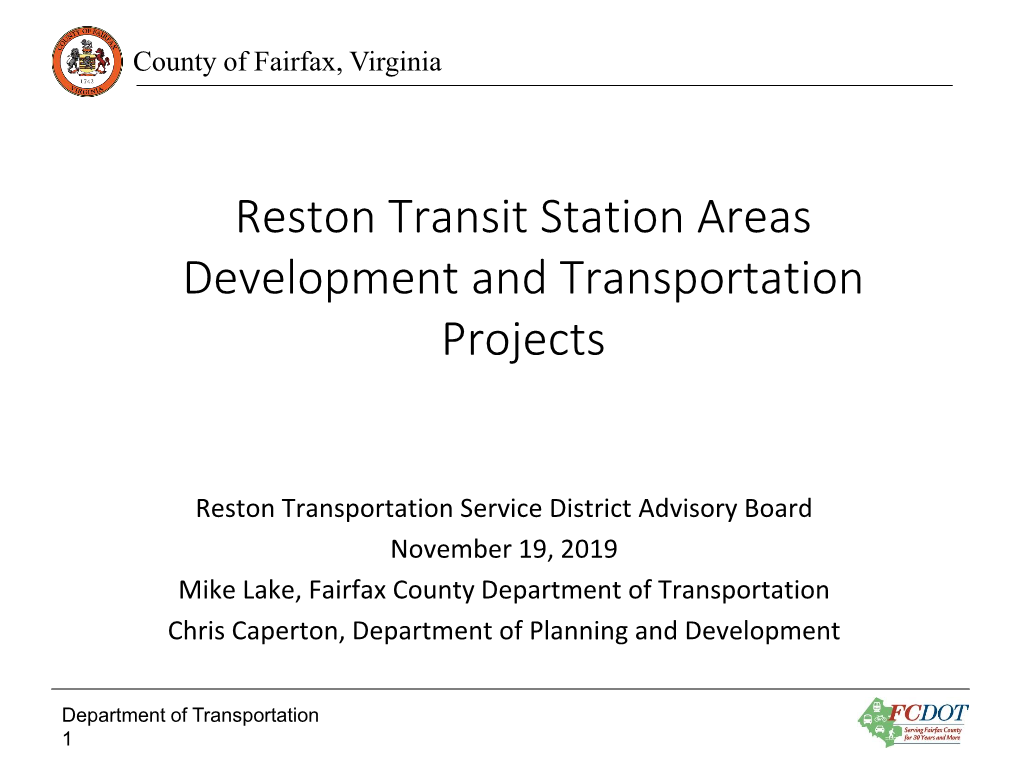 Reston Transportation Service District Advisory Board