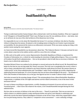 Donald Rumsfeld's Fog of Memos