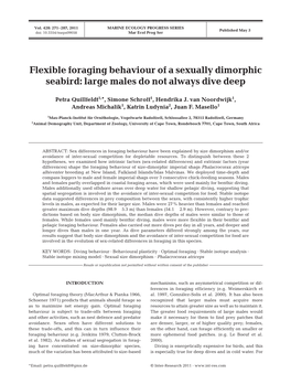 Flexible Foraging Behaviour of a Sexually Dimorphic Seabird: Large Males Do Not Always Dive Deep