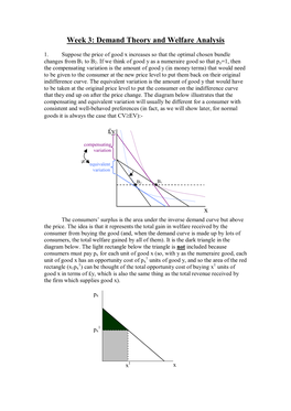 Week 3: Demand Theory and Welfare Analysis