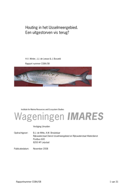 C084.08 Rapport Houting Ijsselmeer-Uitgestorven Vis Terug