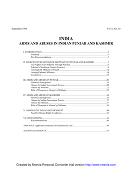Arms and Abuses in Indian Punjab and Kashmir