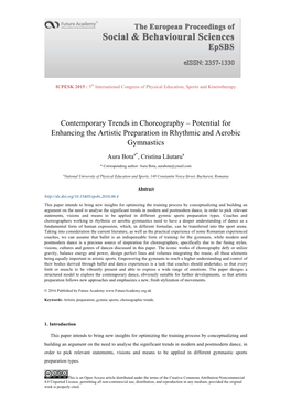 Contemporary Trends in Choreography – Potential for Enhancing the Artistic Preparation in Rhythmic and Aerobic Gymnastics